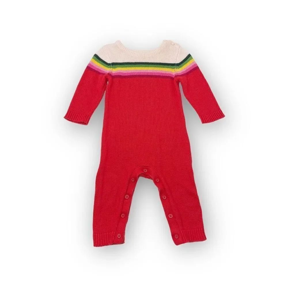 Gymboree Knit Red Rainbow Romper One Piece Baby Size 3-6 Months